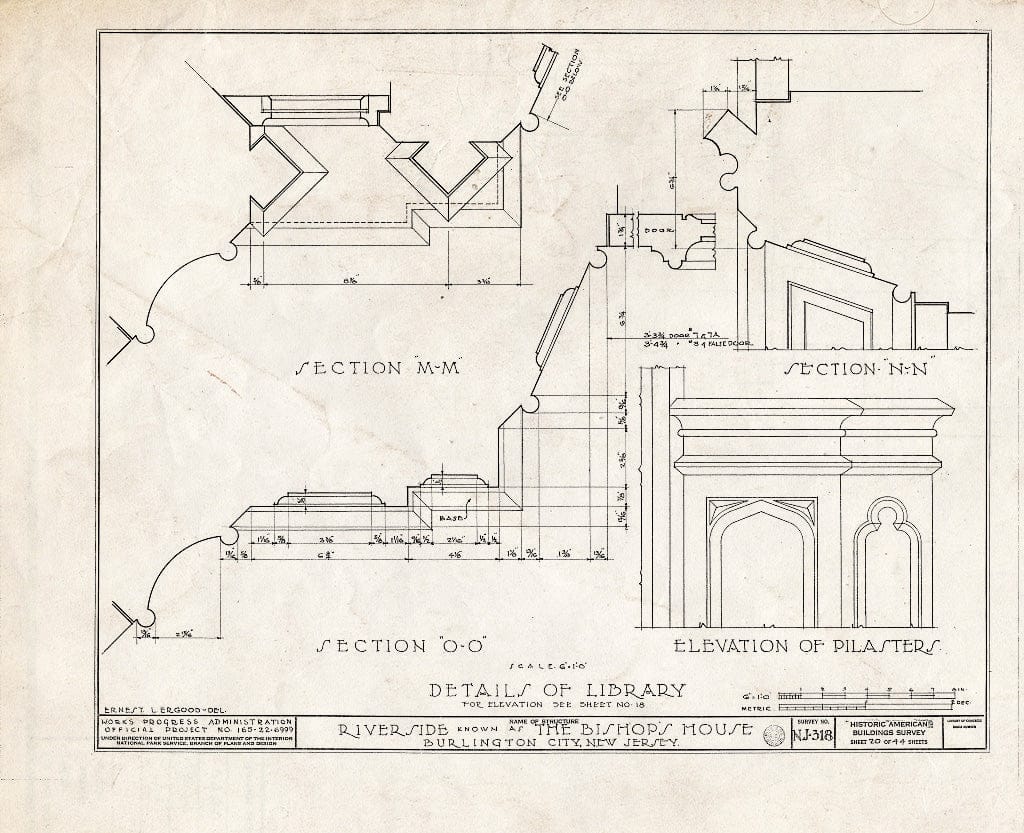 Historic Pictoric : Blueprint HABS NJ,3-BURL,3- (Sheet 20 of 44) - Riverside, West Delaware Street, Burlington, Burlington County, NJ