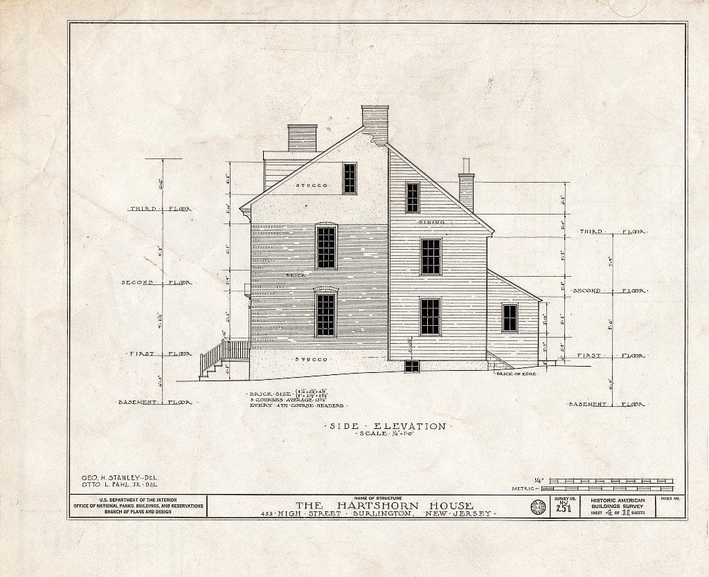 Historic Pictoric : Blueprint HABS NJ,3-BURL,15- (Sheet 4 of 11) - Hartshorn Pearson-How House, 453 High Street, Burlington, Burlington County, NJ