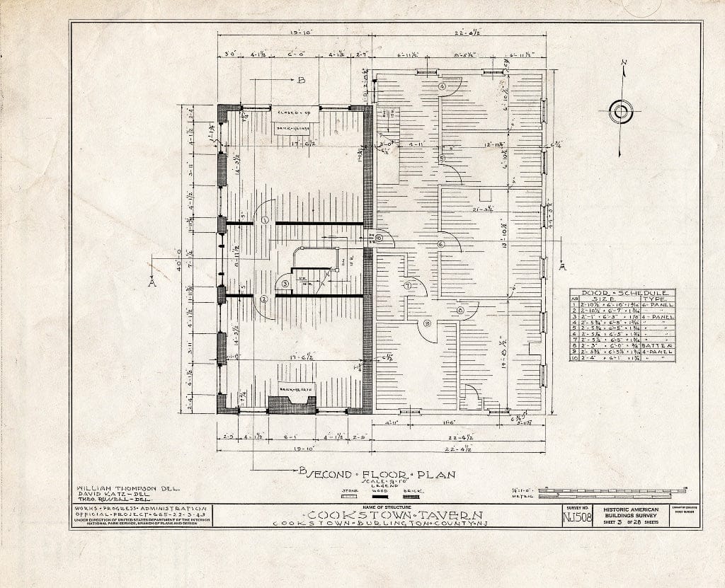 Historic Pictoric : Blueprint HABS NJ,3-Cook,1- (Sheet 3 of 28) - Cookstown Tavern, Main Street & Bunting Bridge Road, Cookstown, Burlington County, NJ