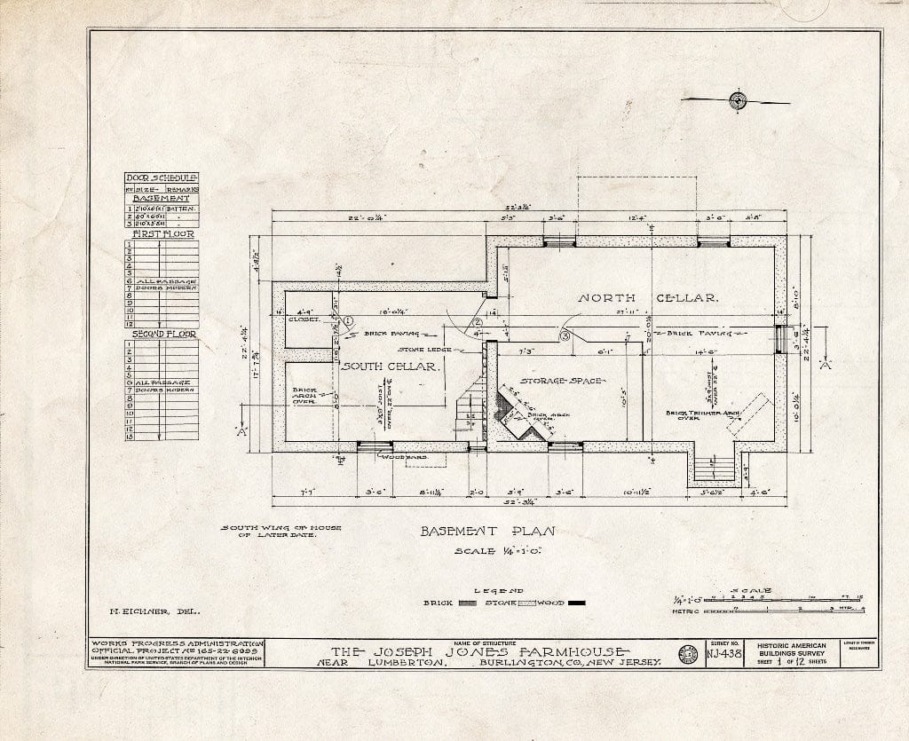 Historic Pictoric : Blueprint HABS NJ,3-LUMTO.V,3- (Sheet 1 of 12) - Haines-Budd House, Lumberton, Burlington County, NJ