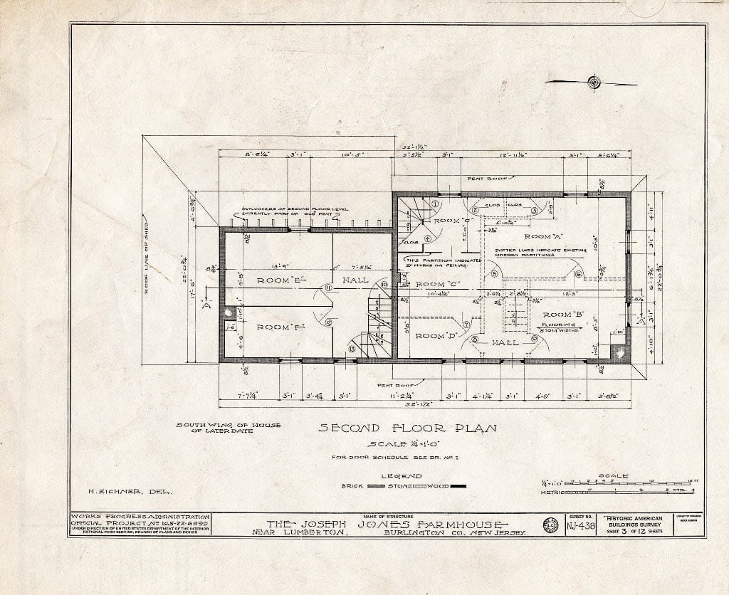 Historic Pictoric : Blueprint HABS NJ,3-LUMTO.V,3- (Sheet 3 of 12) - Haines-Budd House, Lumberton, Burlington County, NJ