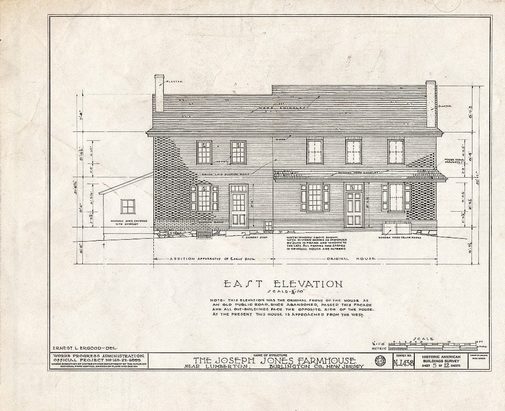 Historic Pictoric : Blueprint HABS NJ,3-LUMTO.V,3- (Sheet 5 of 12) - Haines-Budd House, Lumberton, Burlington County, NJ