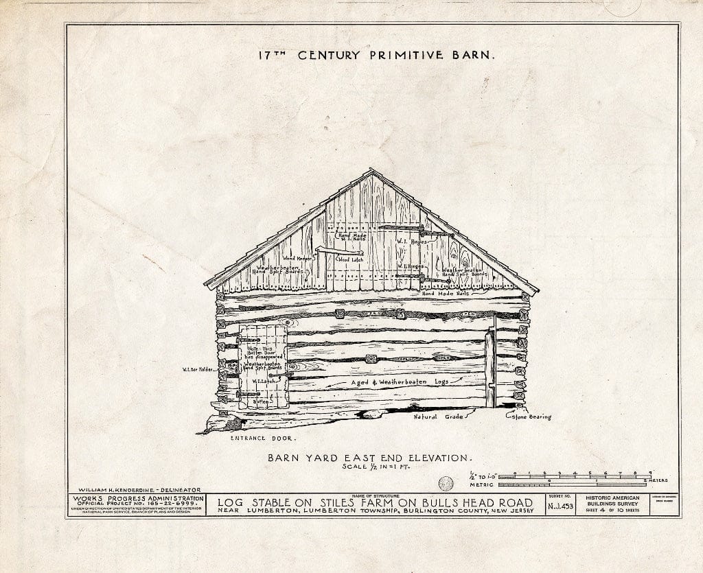 Historic Pictoric : Blueprint HABS NJ,3-LUMTO.V,2A- (Sheet 4 of 10) - Moore-Stiles Farm, Bulls Head Road, Lumberton, Burlington County, NJ