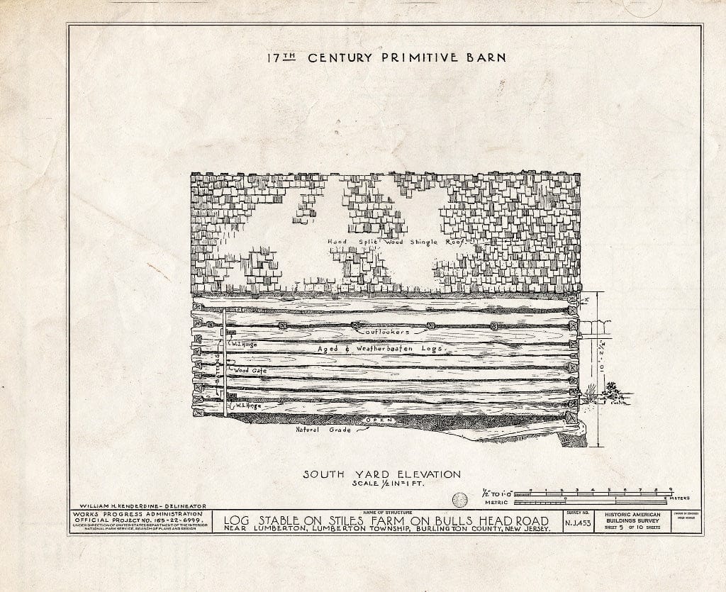 Historic Pictoric : Blueprint HABS NJ,3-LUMTO.V,2A- (Sheet 5 of 10) - Moore-Stiles Farm, Bulls Head Road, Lumberton, Burlington County, NJ