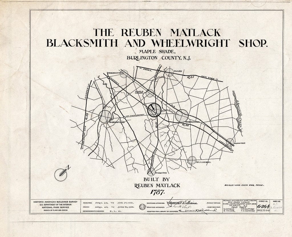 Historic Pictoric : Blueprint HABS NJ,3-MAPSH,1A- (Sheet 0 of 10) - Reuben Matlack Blacksmith & Wheelwright Shop, Maple Shade, Burlington County, NJ