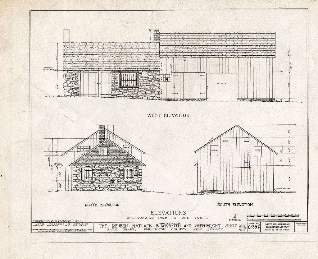 Historic Pictoric : Blueprint HABS NJ,3-MAPSH,1A- (Sheet 3 of 10) - Reuben Matlack Blacksmith & Wheelwright Shop, Maple Shade, Burlington County, NJ