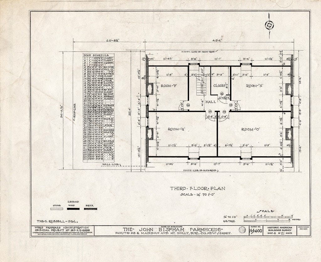 Historic Pictoric : Blueprint HABS NJ,3-MOUHO,11- (Sheet 4 of 21) - Bispham Farmhouse, Route 138 & Madison Avenue, Mount Holly, Burlington County, NJ