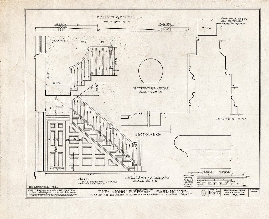 Historic Pictoric : Blueprint HABS NJ,3-MOUHO,11- (Sheet 11 of 21) - Bispham Farmhouse, Route 138 & Madison Avenue, Mount Holly, Burlington County, NJ
