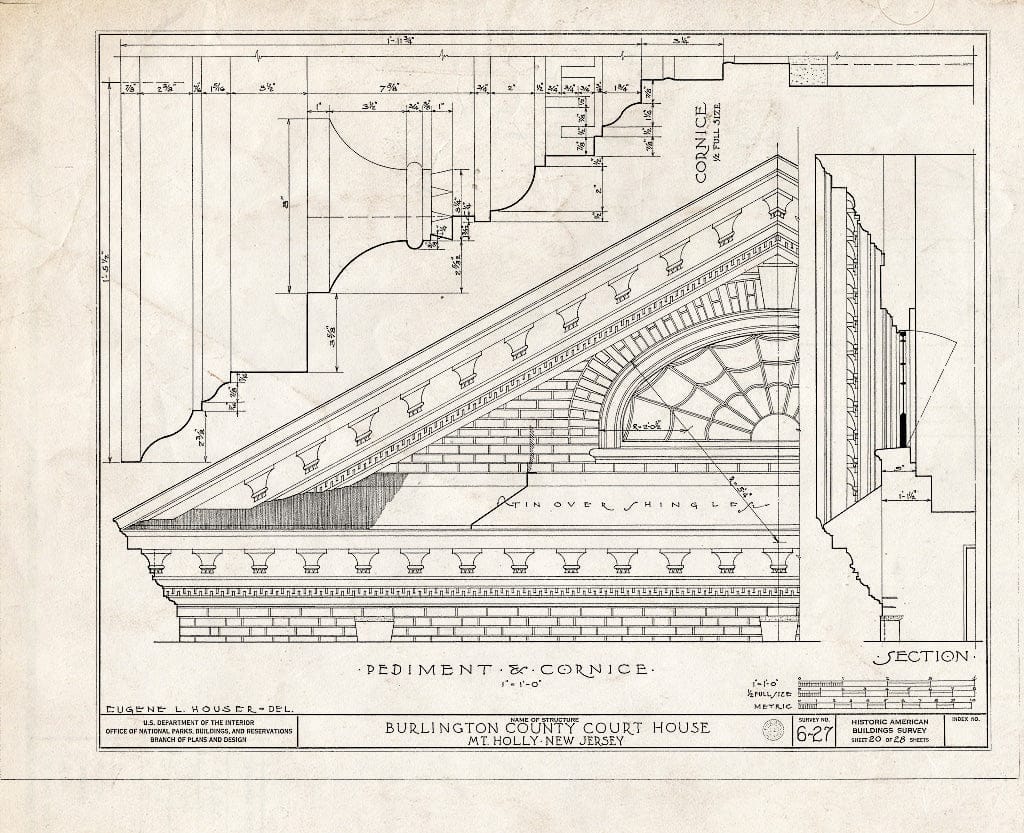 Historic Pictoric : Blueprint HABS NJ,3-MOUHO,1- (Sheet 20 of 28) - Burlington County Courthouse, High Street, Mount Holly, Burlington County, NJ