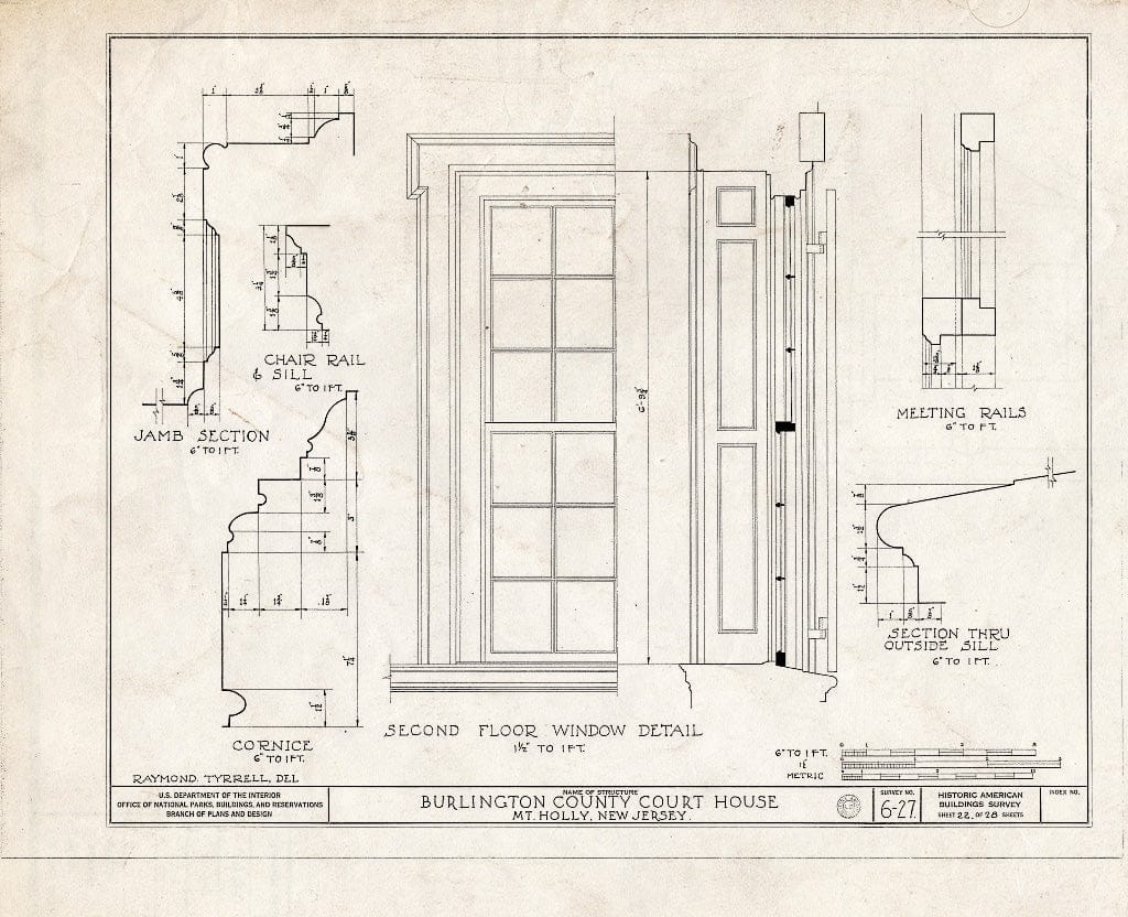 Historic Pictoric : Blueprint HABS NJ,3-MOUHO,1- (Sheet 22 of 28) - Burlington County Courthouse, High Street, Mount Holly, Burlington County, NJ