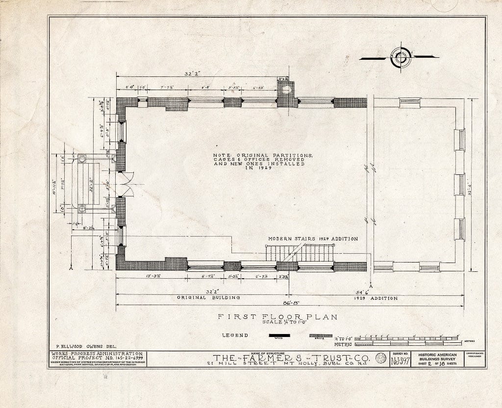 Historic Pictoric : Blueprint HABS NJ,3-MOUHO,10- (Sheet 2 of 18) - Farmer's Trust Company Bank Building, 21 Mill Street, Mount Holly, Burlington County, NJ