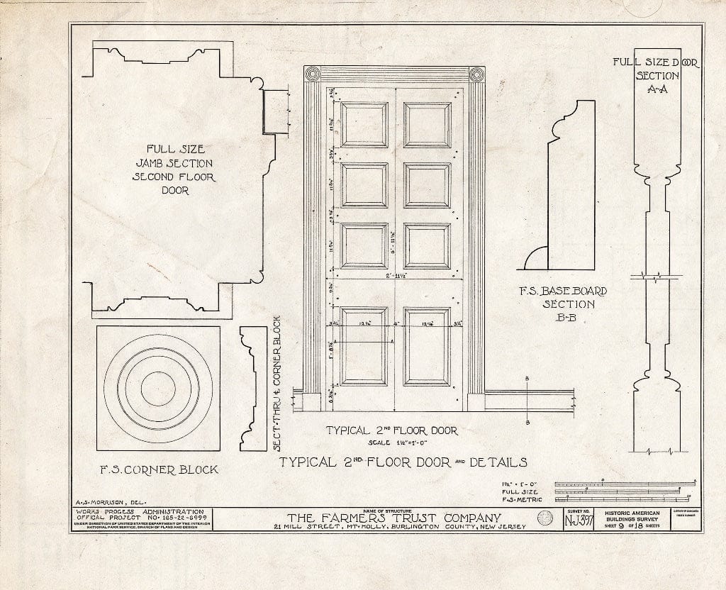 Historic Pictoric : Blueprint HABS NJ,3-MOUHO,10- (Sheet 9 of 18) - Farmer's Trust Company Bank Building, 21 Mill Street, Mount Holly, Burlington County, NJ