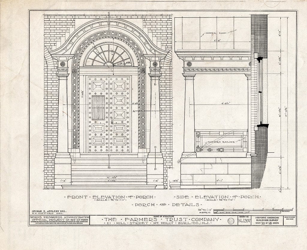 Historic Pictoric : Blueprint HABS NJ,3-MOUHO,10- (Sheet 10 of 18) - Farmer's Trust Company Bank Building, 21 Mill Street, Mount Holly, Burlington County, NJ