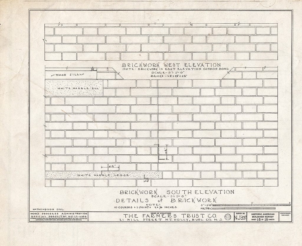 Historic Pictoric : Blueprint HABS NJ,3-MOUHO,10- (Sheet 18 of 18) - Farmer's Trust Company Bank Building, 21 Mill Street, Mount Holly, Burlington County, NJ