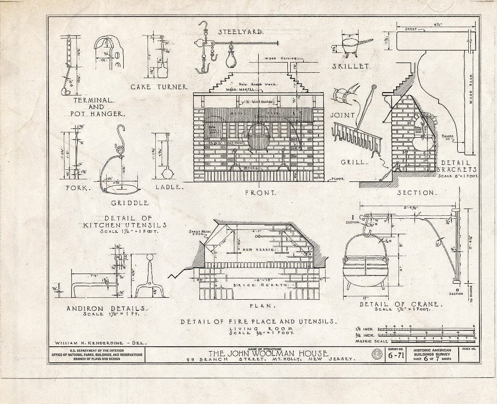 Historic Pictoric : Blueprint HABS NJ,3-MOUHO,2- (Sheet 6 of 7) - John Woolman Memorial, 99 Branch Street, Mount Holly, Burlington County, NJ