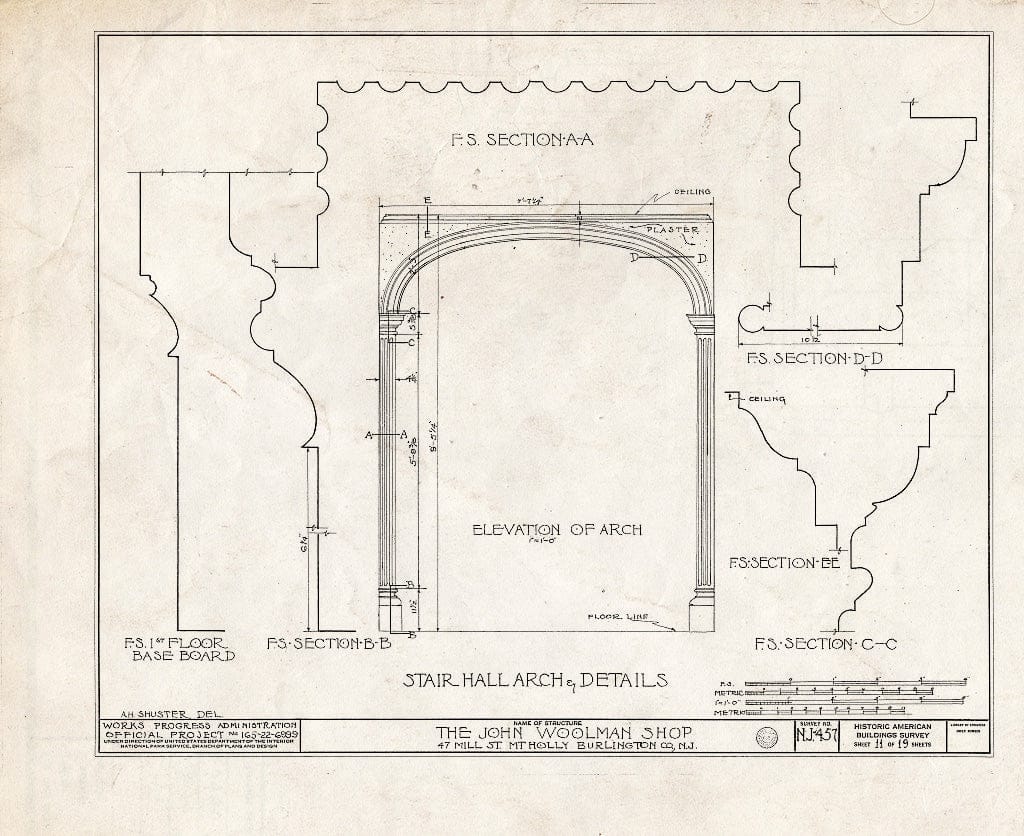 Historic Pictoric : Blueprint HABS NJ,3-MOUHO,13- (Sheet 11 of 19) - John Woolman Shop, 47 Mill Street, Mount Holly, Burlington County, NJ