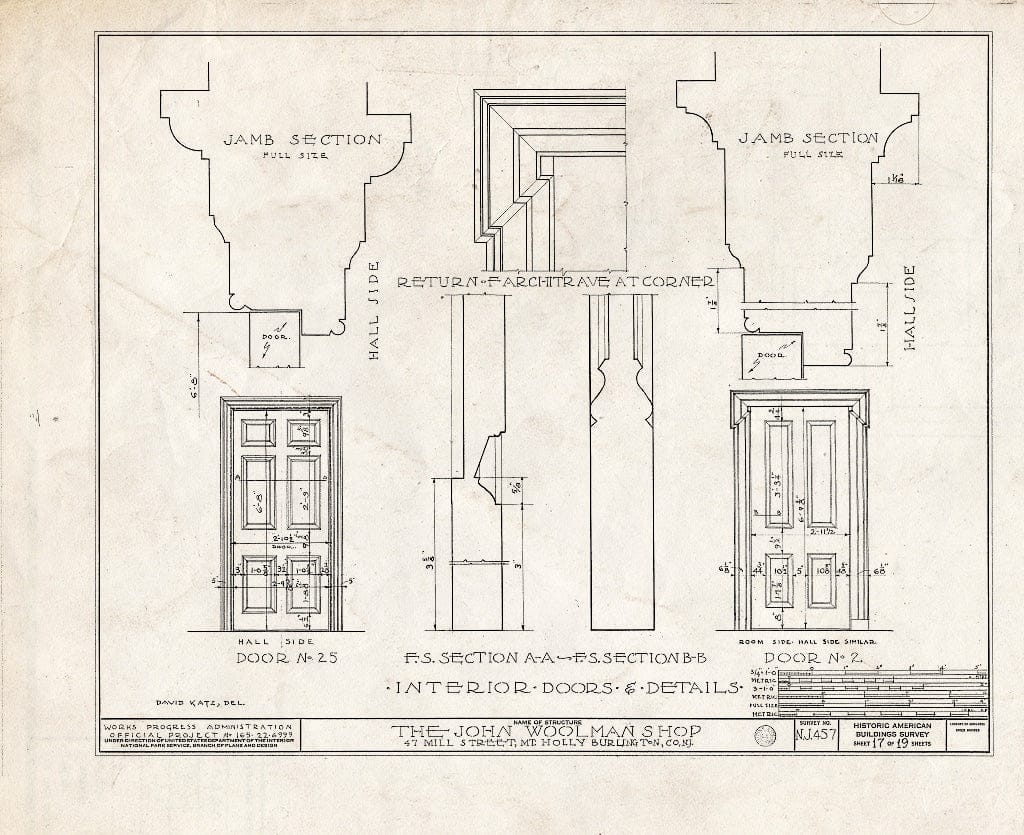 Historic Pictoric : Blueprint HABS NJ,3-MOUHO,13- (Sheet 17 of 19) - John Woolman Shop, 47 Mill Street, Mount Holly, Burlington County, NJ