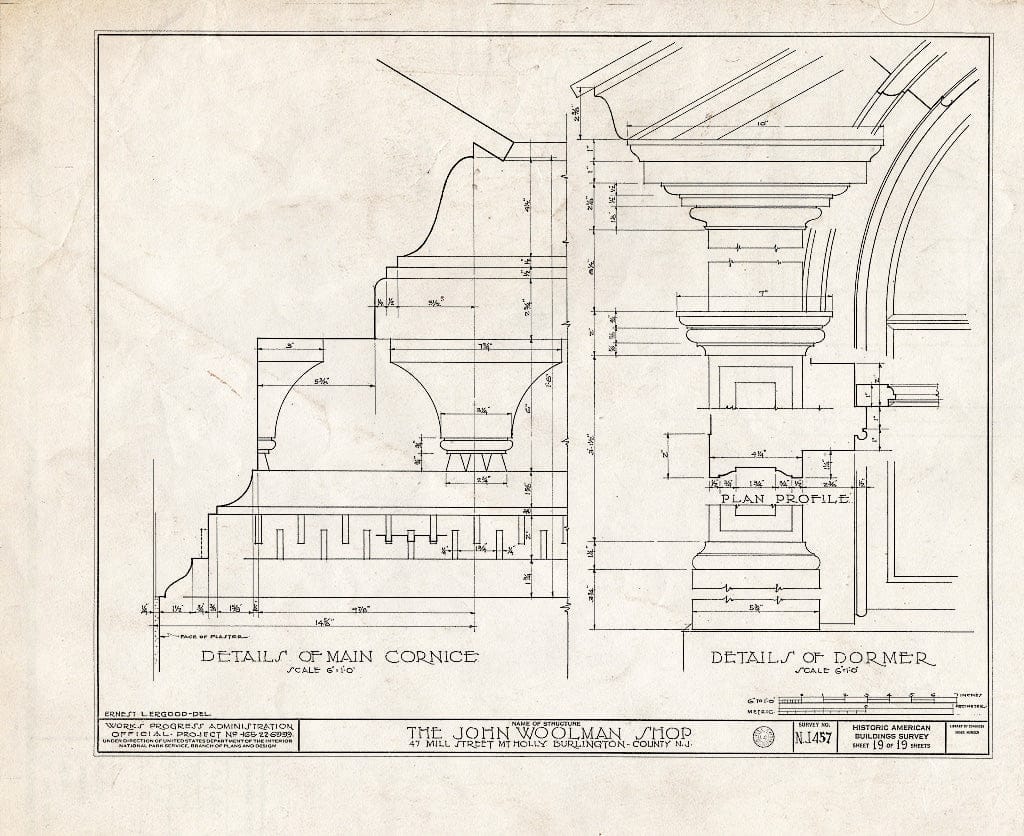 Historic Pictoric : Blueprint HABS NJ,3-MOUHO,13- (Sheet 19 of 19) - John Woolman Shop, 47 Mill Street, Mount Holly, Burlington County, NJ