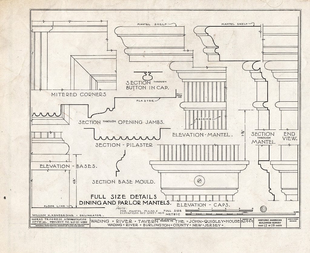 Historic Pictoric : Blueprint HABS NJ,3-WADRI,1- (Sheet 12 of 19) - Wading River Tavern, Washington, Burlington County, NJ