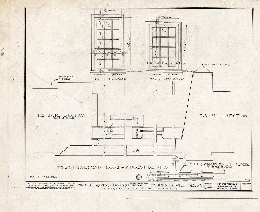 Historic Pictoric : Blueprint HABS NJ,3-WADRI,1- (Sheet 18 of 19) - Wading River Tavern, Washington, Burlington County, NJ