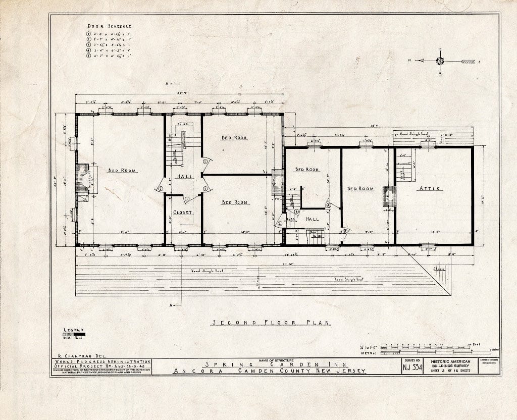 Historic Pictoric : Blueprint HABS NJ,4-ANCO,1- (Sheet 3 of 16) - Spring Garden Inn, Ancora, Camden County, NJ
