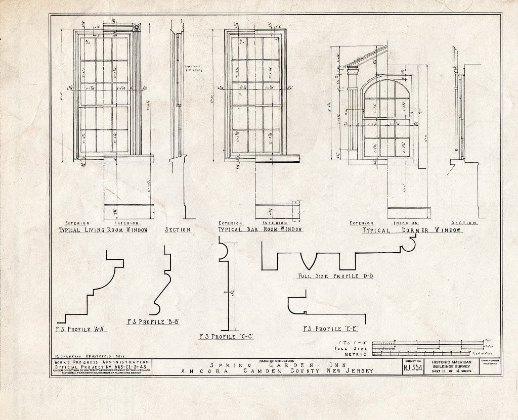Historic Pictoric : Blueprint HABS NJ,4-ANCO,1- (Sheet 11 of 16) - Spring Garden Inn, Ancora, Camden County, NJ