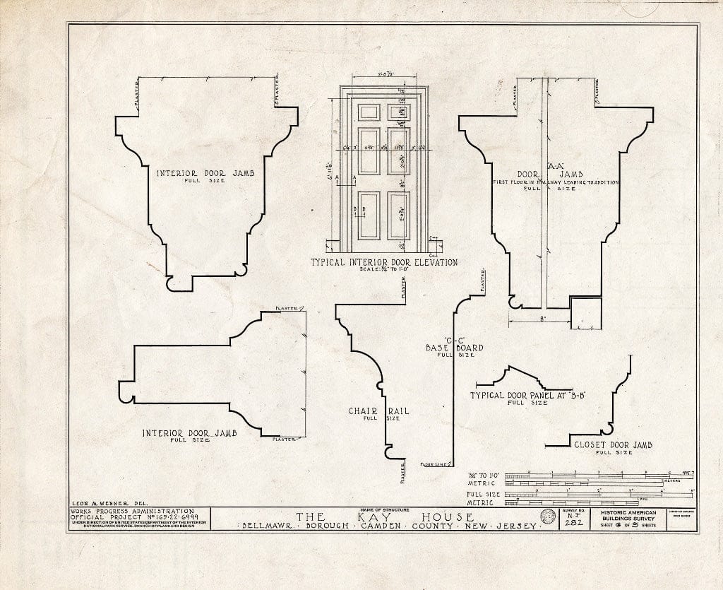 Historic Pictoric : Blueprint HABS NJ,4-BELM,1- (Sheet 6 of 9) - Kay House, Bellmawr, Camden County, NJ
