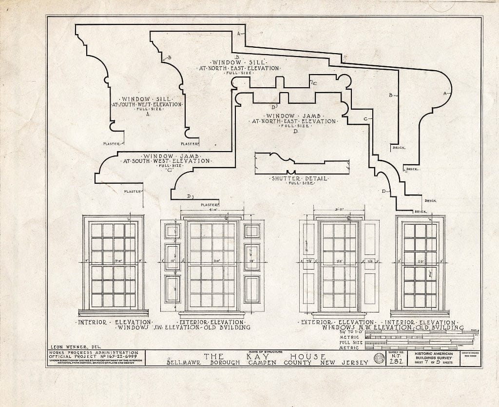 Historic Pictoric : Blueprint HABS NJ,4-BELM,1- (Sheet 7 of 9) - Kay House, Bellmawr, Camden County, NJ