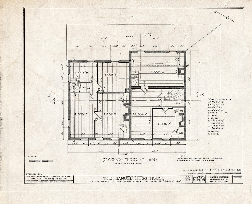 Historic Pictoric : Blueprint HABS NJ,4-BELM,3- (Sheet 4 of 22) - Samuel Hugg House, Big Timber Creek, Bellmawr, Camden County, NJ