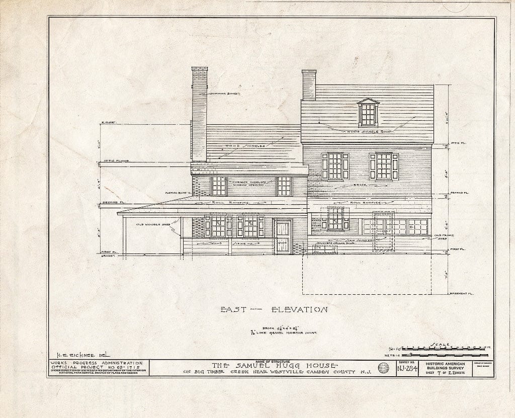 Historic Pictoric : Blueprint HABS NJ,4-BELM,3- (Sheet 7 of 22) - Samuel Hugg House, Big Timber Creek, Bellmawr, Camden County, NJ