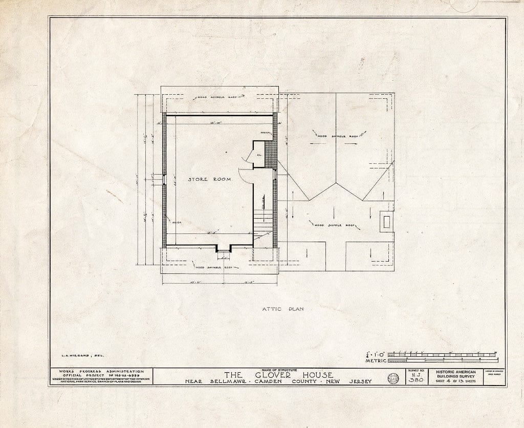 Historic Pictoric : Blueprint HABS NJ,4-BELM.V,2- (Sheet 4 of 13) - Glover House, Bellmawr Avenue, Bellmawr, Camden County, NJ