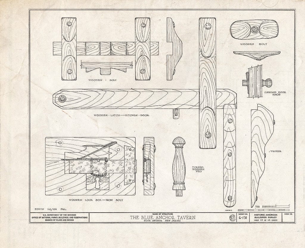 Historic Pictoric : Blueprint HABS NJ,4-BLUA,1- (Sheet 13 of 13) - Blue Anchor Tavern, Folsom Road, Blue Anchor, Camden County, NJ