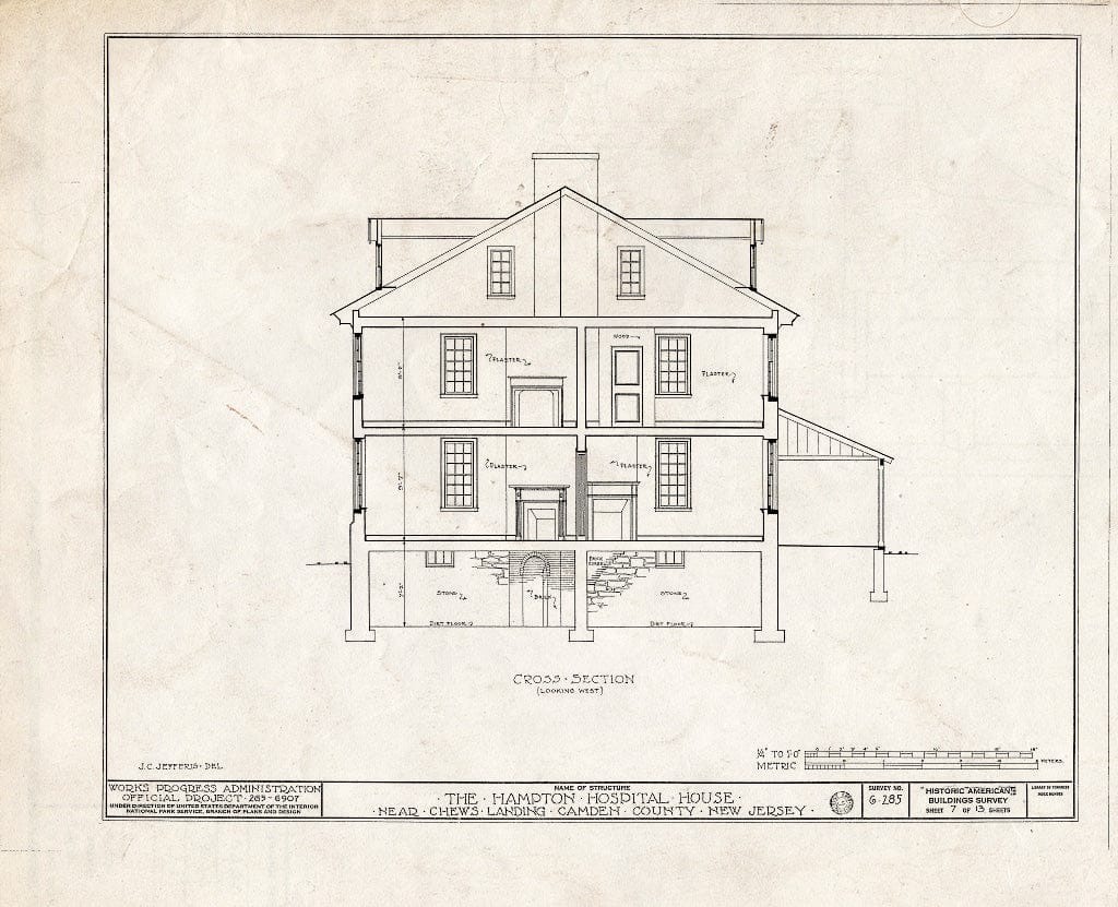 Historic Pictoric : Blueprint HABS NJ,4-CHEWL.V,1- (Sheet 7 of 13) - Hampton Hospital House, Chews, Camden County, NJ