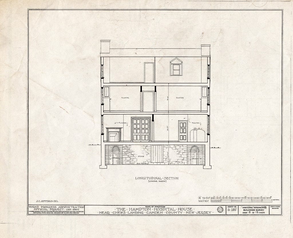 Historic Pictoric : Blueprint HABS NJ,4-CHEWL.V,1- (Sheet 8 of 13) - Hampton Hospital House, Chews, Camden County, NJ