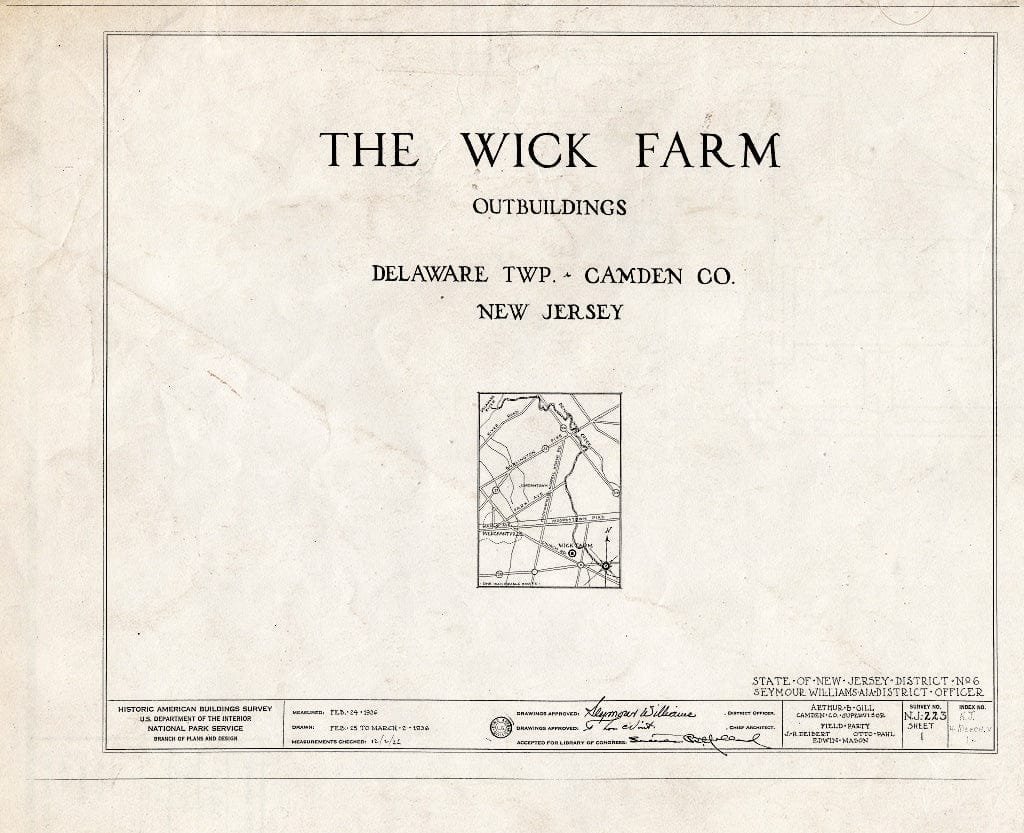 Historic Pictoric : Blueprint HABS NJ,4-Merch.V,1- (Sheet 0 of 1) - Burrough-Wick Farm, Outbuildings, Church Road, Merchantville, Camden County, NJ