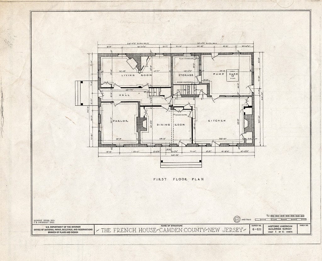 Historic Pictoric : Blueprint HABS NJ,4-,1- (Sheet 1 of 11) - Childs-French Farm, Springdale Road, Fellowship, Burlington County, NJ