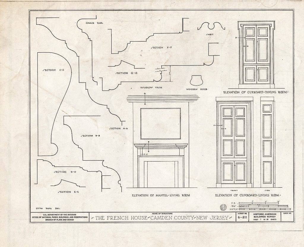 Historic Pictoric : Blueprint HABS NJ,4-,1- (Sheet 7 of 11) - Childs-French Farm, Springdale Road, Fellowship, Burlington County, NJ