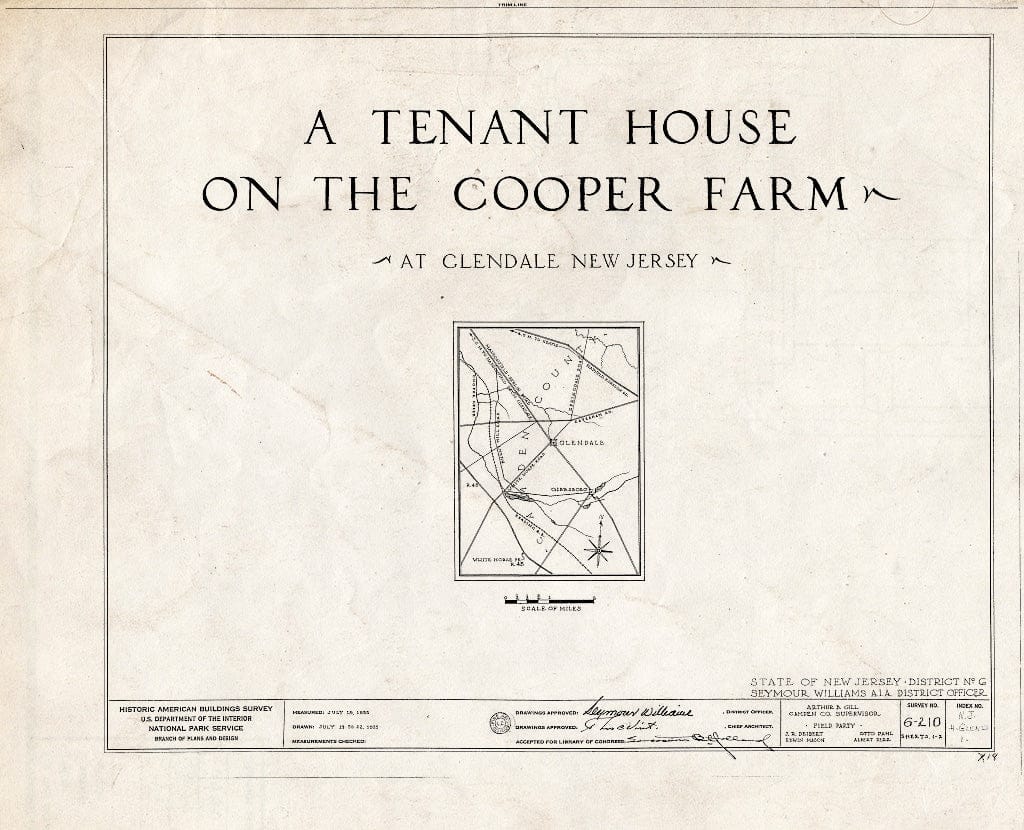 Historic Pictoric : Blueprint HABS NJ,4-GLEND,1- (Sheet 0 of 2) - Kay-Cooper Tenant House, Glendale, Camden County, NJ