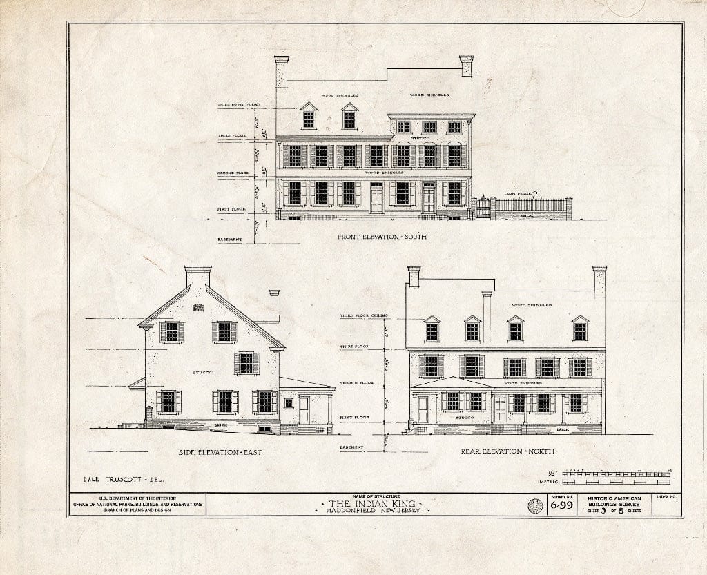 Historic Pictoric : Blueprint HABS NJ,4-HADFI,2- (Sheet 3 of 8) - Indian King Tavern, 233 King Highway East, Haddonfield, Camden County, NJ
