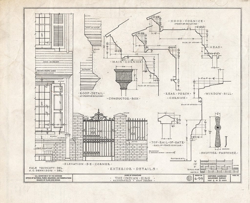 Historic Pictoric : Blueprint HABS NJ,4-HADFI,2- (Sheet 4 of 8) - Indian King Tavern, 233 King Highway East, Haddonfield, Camden County, NJ