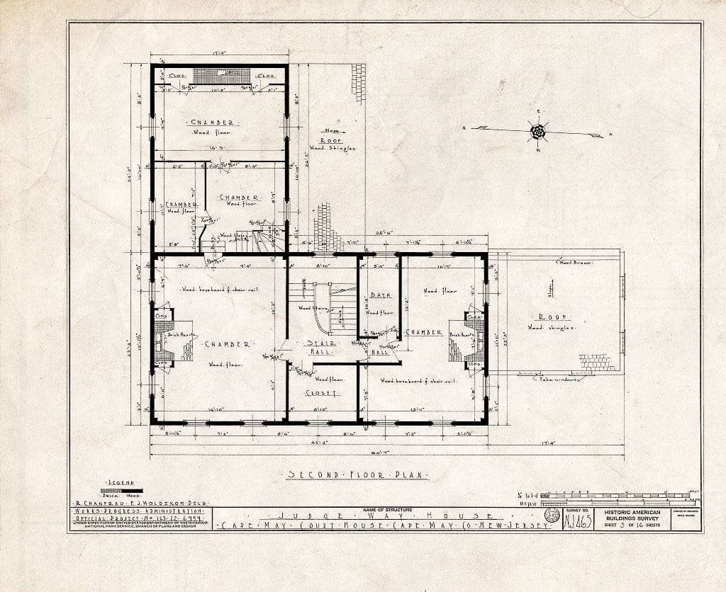 Historic Pictoric : Blueprint HABS NJ,5-CAPMA.V,15- (Sheet 3 of 16) - Judge Way House, U.S. Highway 9, Cape May, Cape May County, NJ