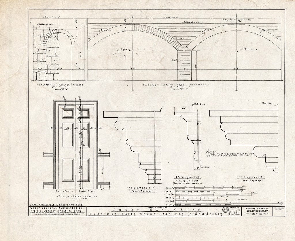 Historic Pictoric : Blueprint HABS NJ,5-CAPMA.V,15- (Sheet 15 of 16) - Judge Way House, U.S. Highway 9, Cape May, Cape May County, NJ