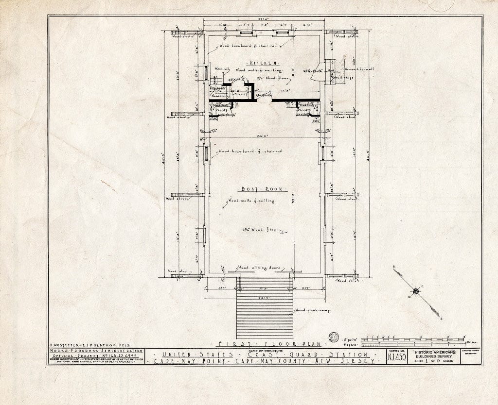 Historic Pictoric : Blueprint HABS NJ,5-CAPMAP,1- (Sheet 1 of 9) - U.S. Coast Guard Station, Delaware Bay, Cape May Point, Cape May County, NJ