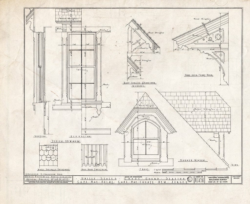 Historic Pictoric : Blueprint HABS NJ,5-CAPMAP,1- (Sheet 8 of 9) - U.S. Coast Guard Station, Delaware Bay, Cape May Point, Cape May County, NJ