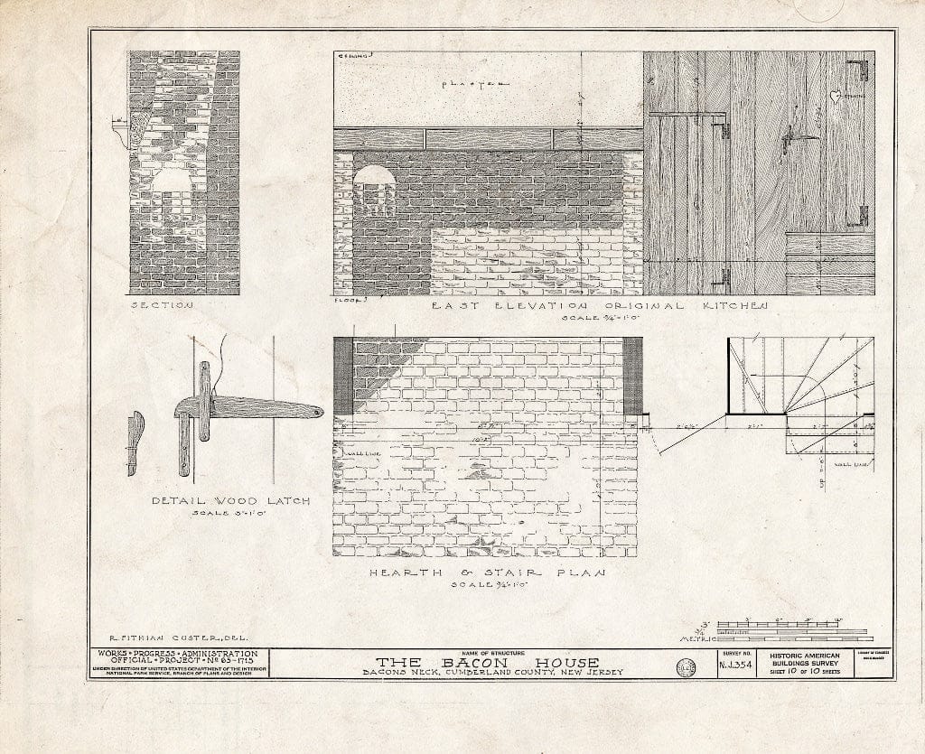 Historic Pictoric : Blueprint HABS NJ,6-BACO,2- (Sheet 10 of 10) - Bacon House, Greenwich, Cumberland County, NJ