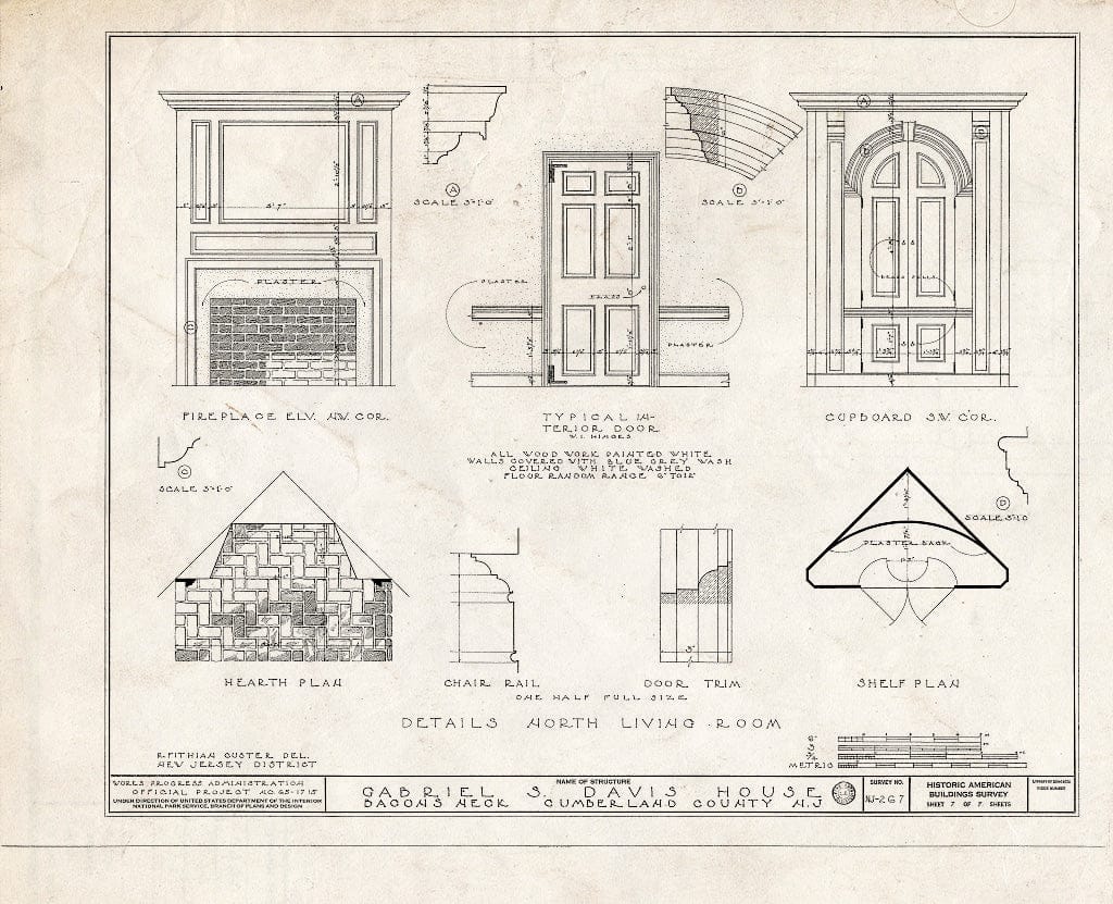 Historic Pictoric : Blueprint HABS NJ,6-BAC0,1- (Sheet 7 of 7) - Gabriel S. Davis House, Greenwich, Cumberland County, NJ