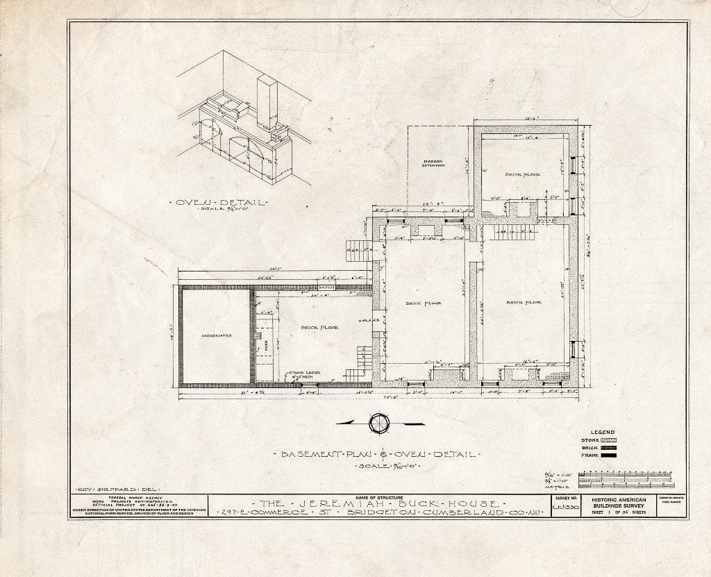 Historic Pictoric : Blueprint HABS NJ,6-BRIG,5- (Sheet 1 of 35) - Buck-Elmer House, 297 East Commerce Street, Bridgeton, Cumberland County, NJ