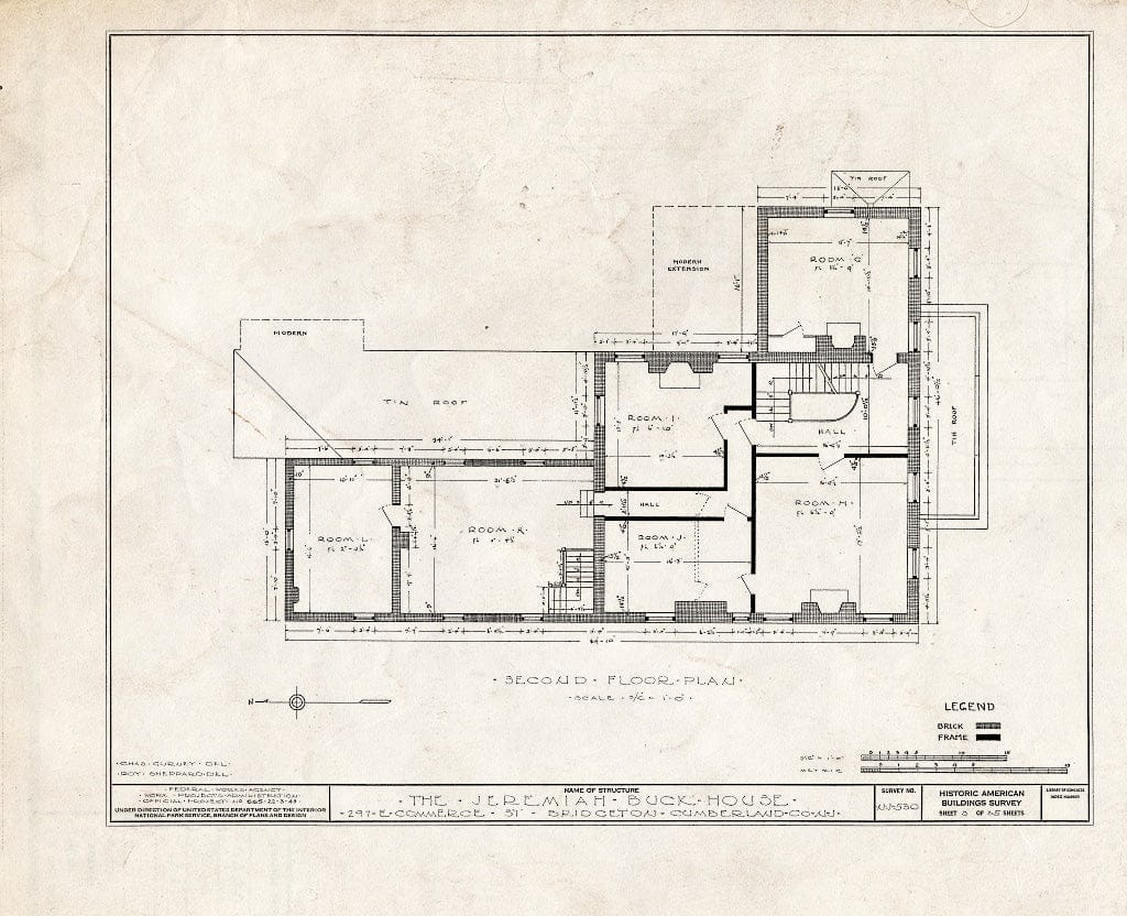 Historic Pictoric : Blueprint HABS NJ,6-BRIG,5- (Sheet 3 of 35) - Buck-Elmer House, 297 East Commerce Street, Bridgeton, Cumberland County, NJ