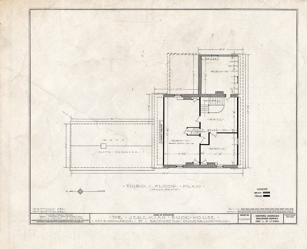 Historic Pictoric : Blueprint HABS NJ,6-BRIG,5- (Sheet 4 of 35) - Buck-Elmer House, 297 East Commerce Street, Bridgeton, Cumberland County, NJ