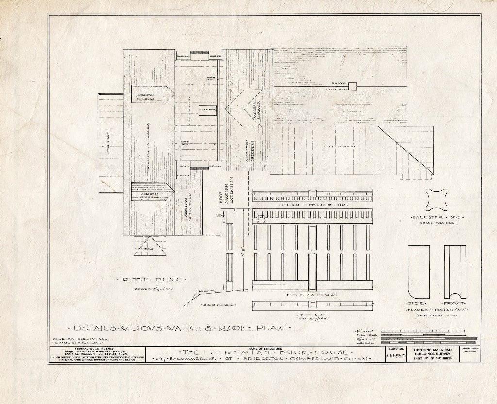 Historic Pictoric : Blueprint HABS NJ,6-BRIG,5- (Sheet 5 of 35) - Buck-Elmer House, 297 East Commerce Street, Bridgeton, Cumberland County, NJ